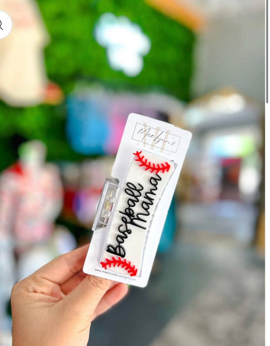 Baseball hair clip: 4inch