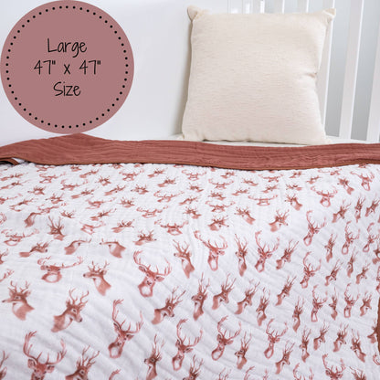 Oh Deer Baby Toddler 100% Cotton Muslin Blanket
