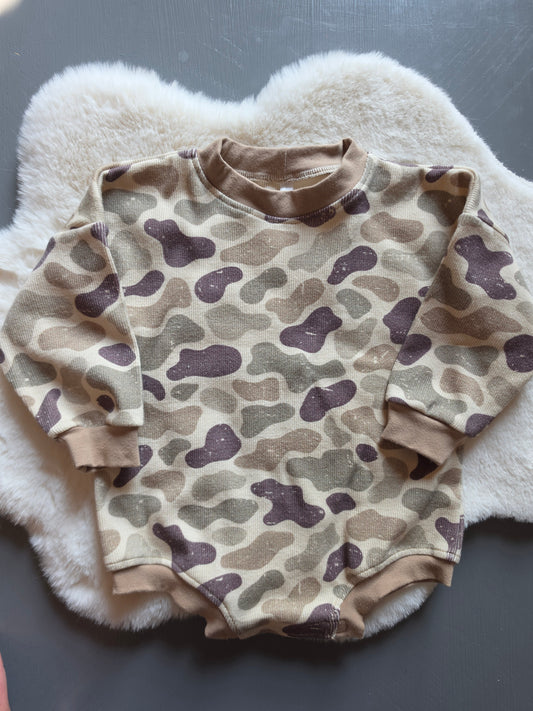 Camo Ribbed Bubble Romper