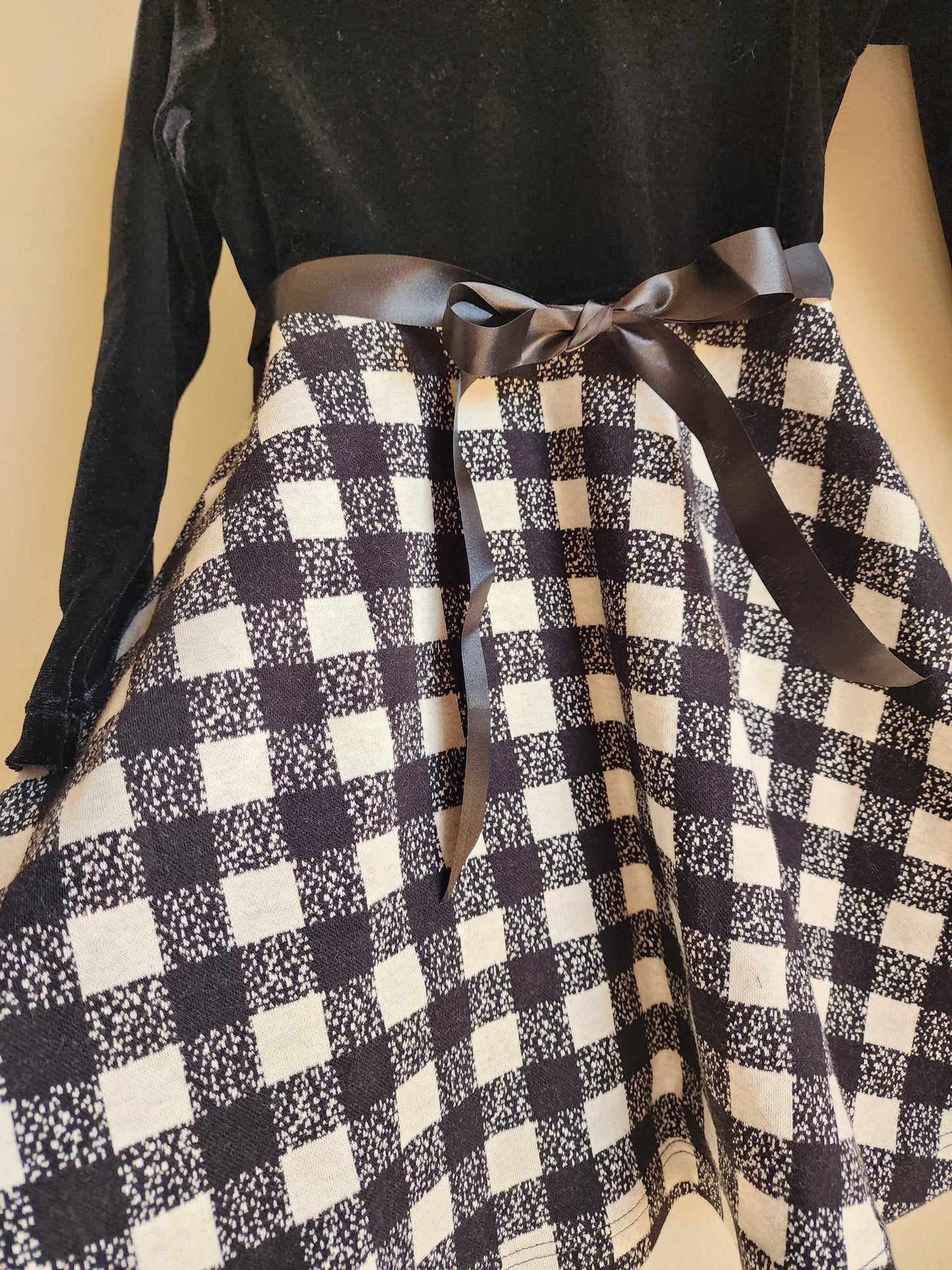 Black Velvet with Plaid Dress