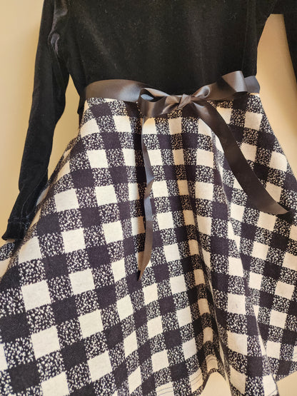 Black Velvet with Plaid Dress