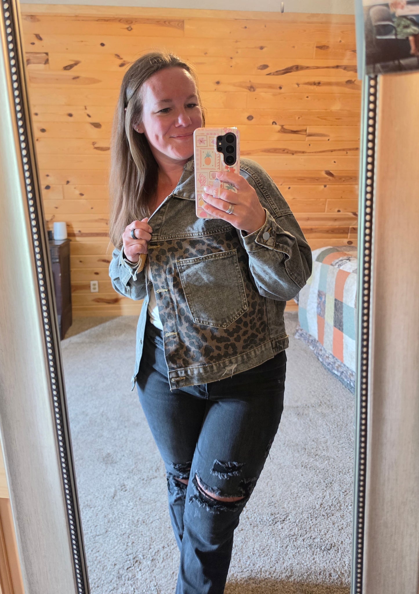 Leopard Denim Jacket