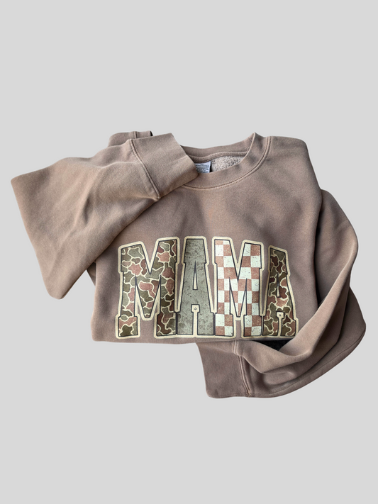 Camo Mama Crewneck in Espresso