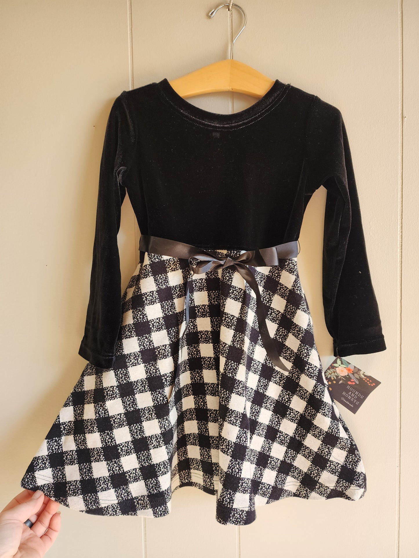 Black Velvet with Plaid Dress