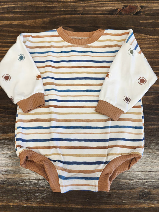 Neutral Stripe Bubble Romper