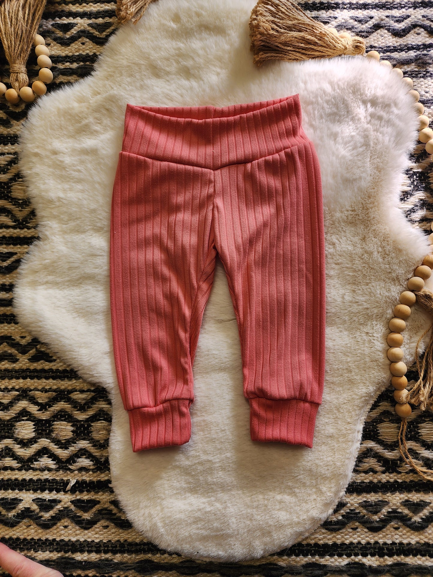 Pink Wide Ribbed Leggings