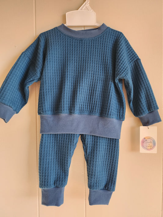 Teal Brushed Waffle Set