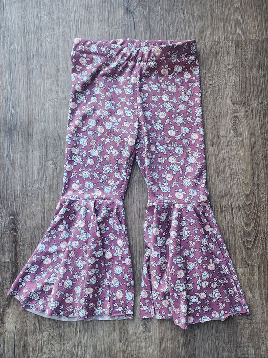 Purple Flower Flare Pants