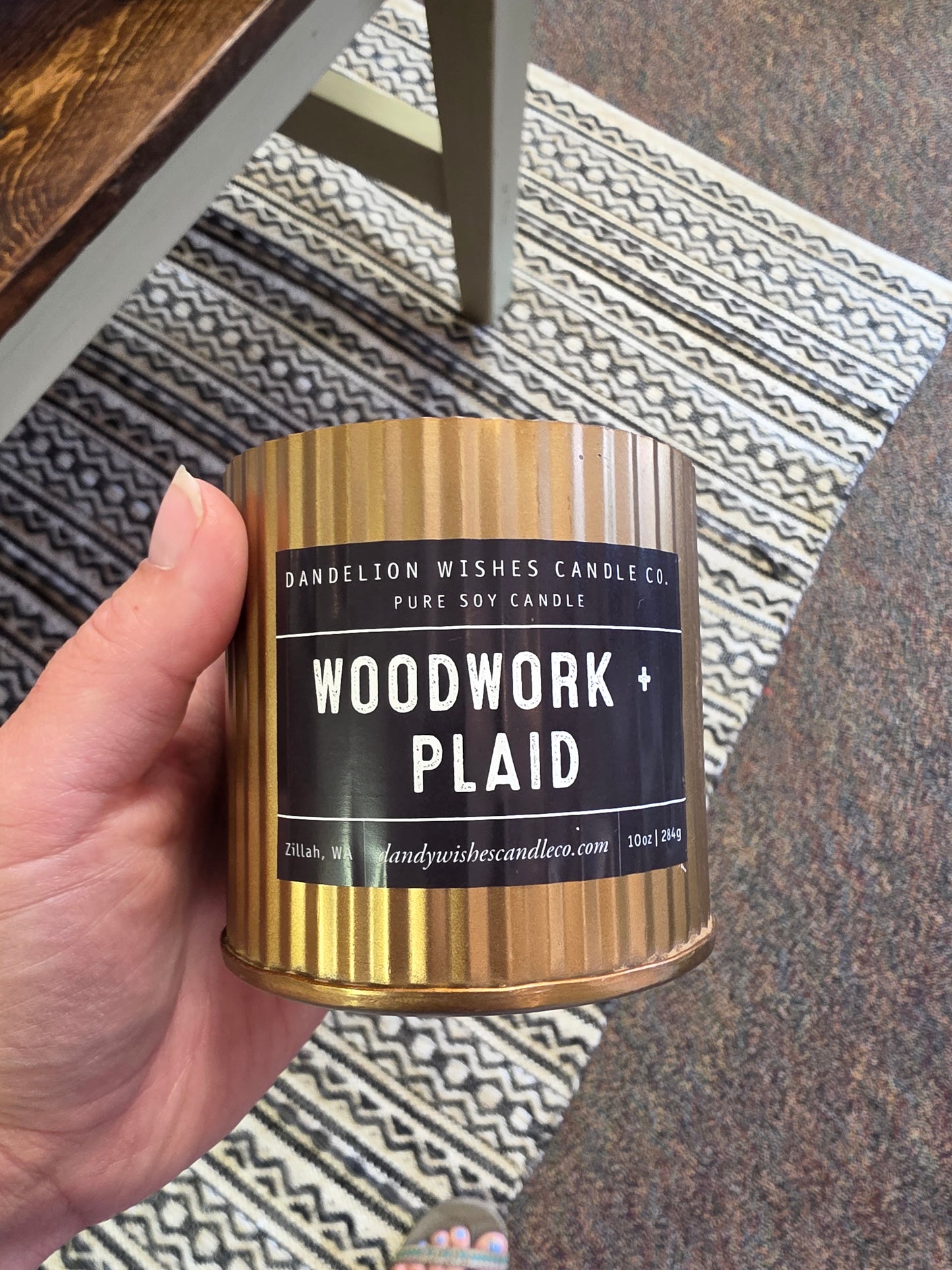 Woodwork + Plaid Candle