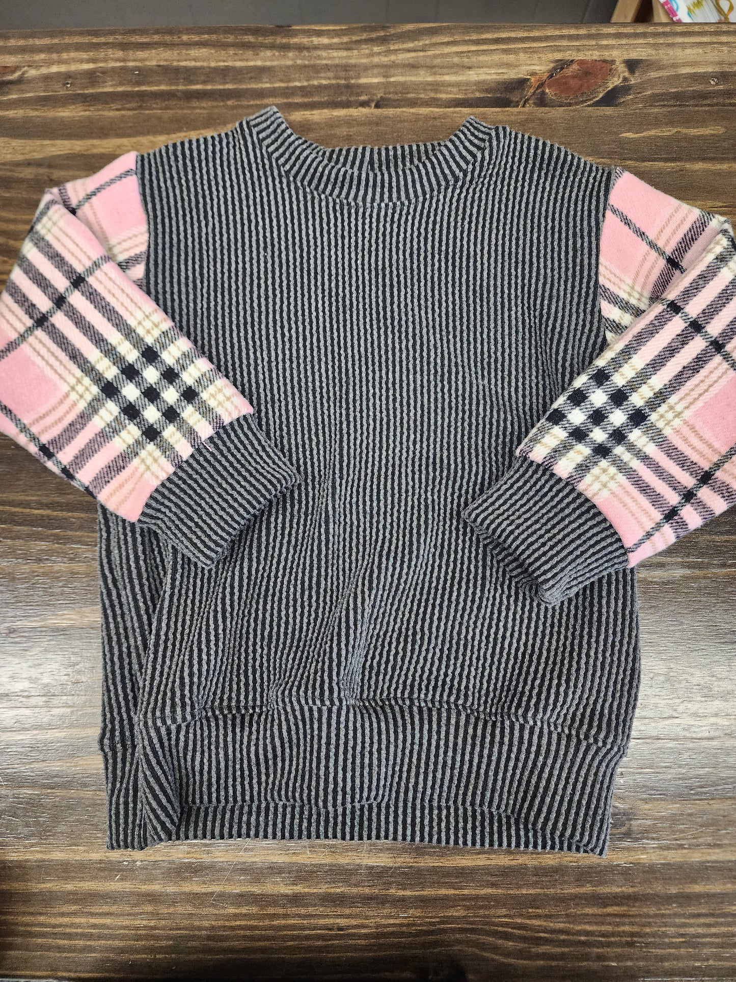 Urban Knit Crewneck with Flannel Sleeves