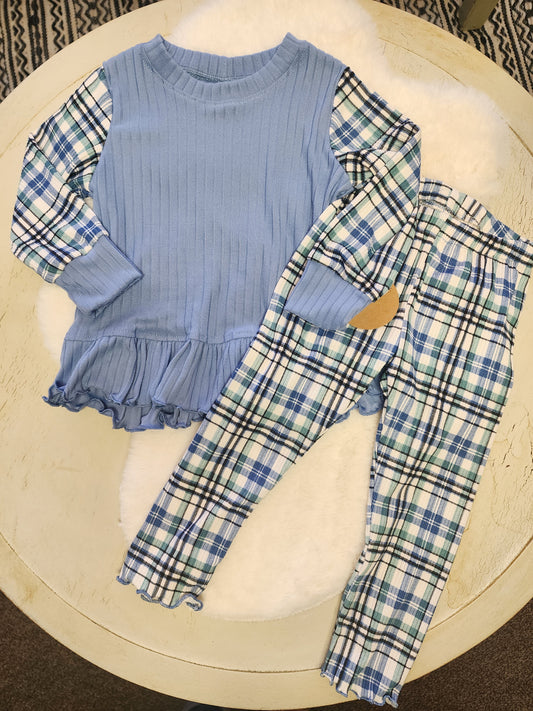Blue Plaid Matching Set
