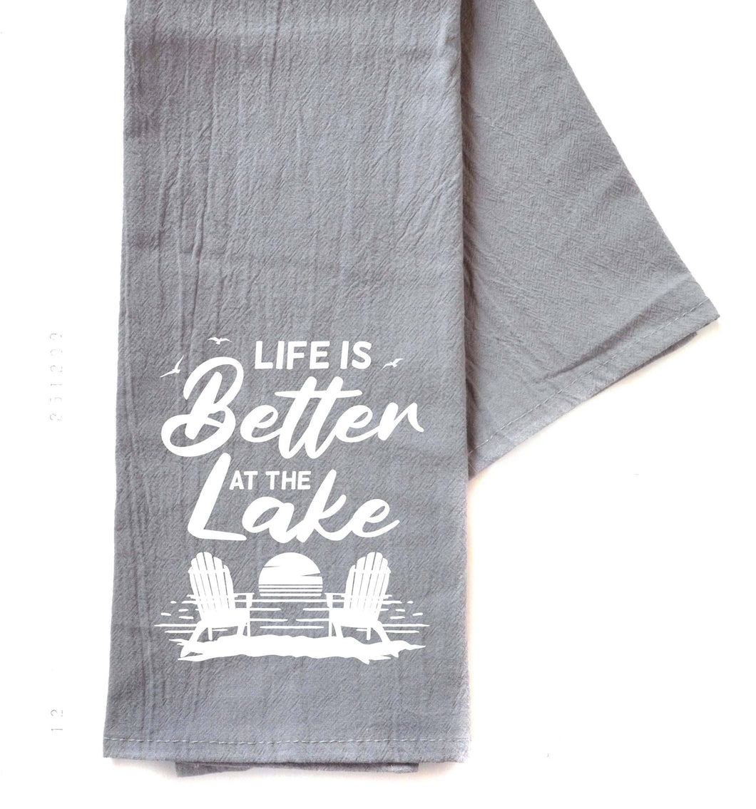 Life Is Better At The Lake - Gray Hand Towel