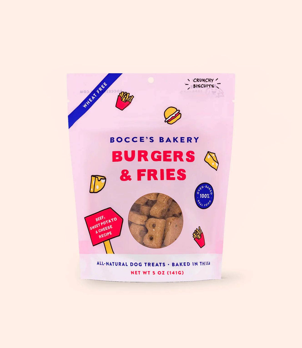 Bocce's Bakery Burgers & Fries 5oz Biscuits Dog Treats