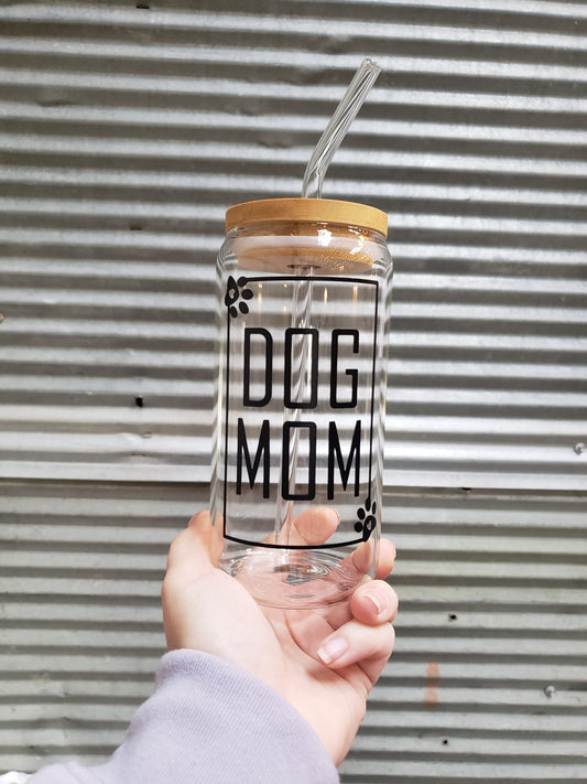 Dog Mom beer can glass