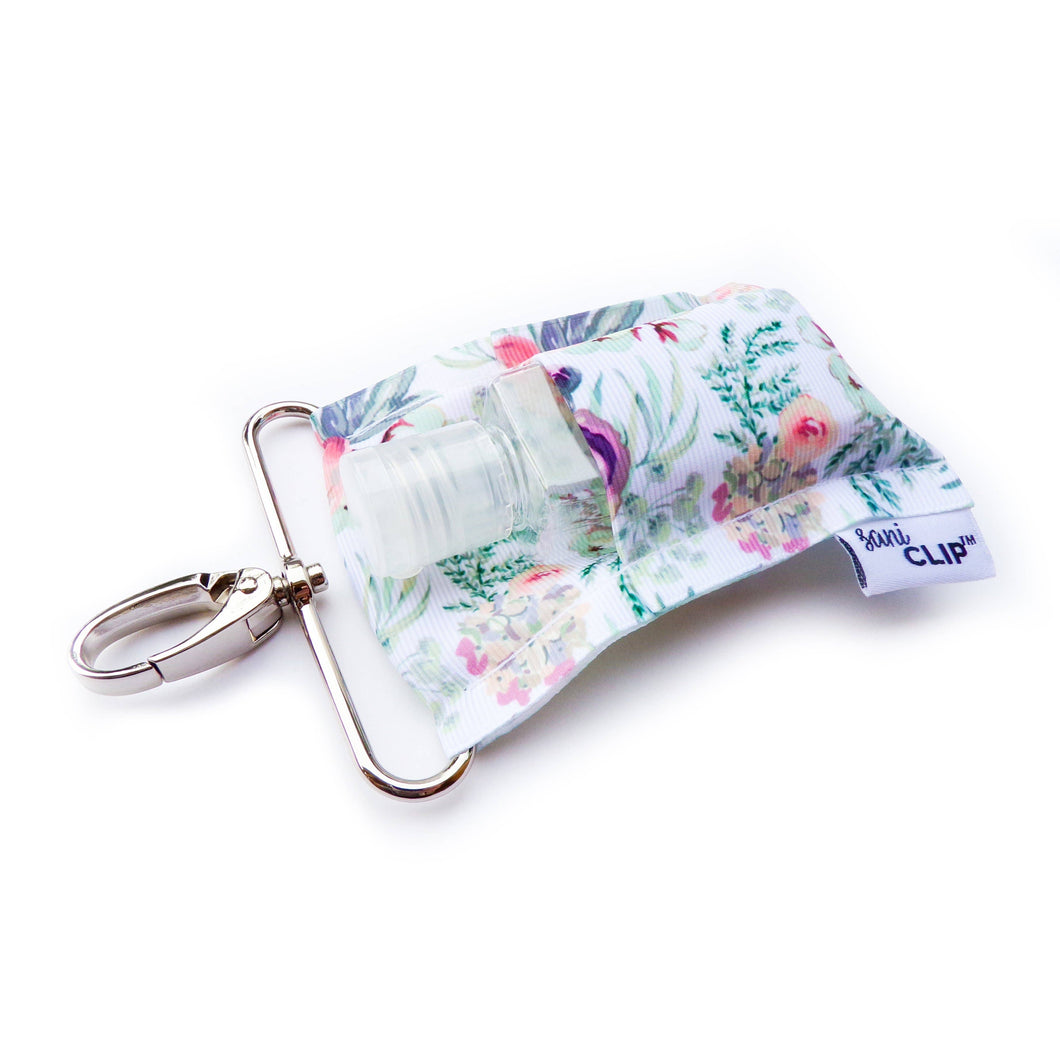 CLEARANCE Purple Coral Floral SaniClip Hand Sanitizer Holder