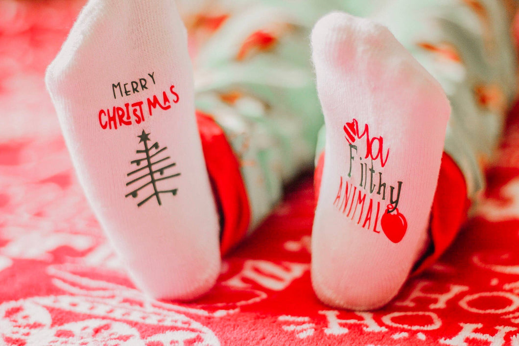 Merry Christmas Ya Filthy Animal Baby Socks