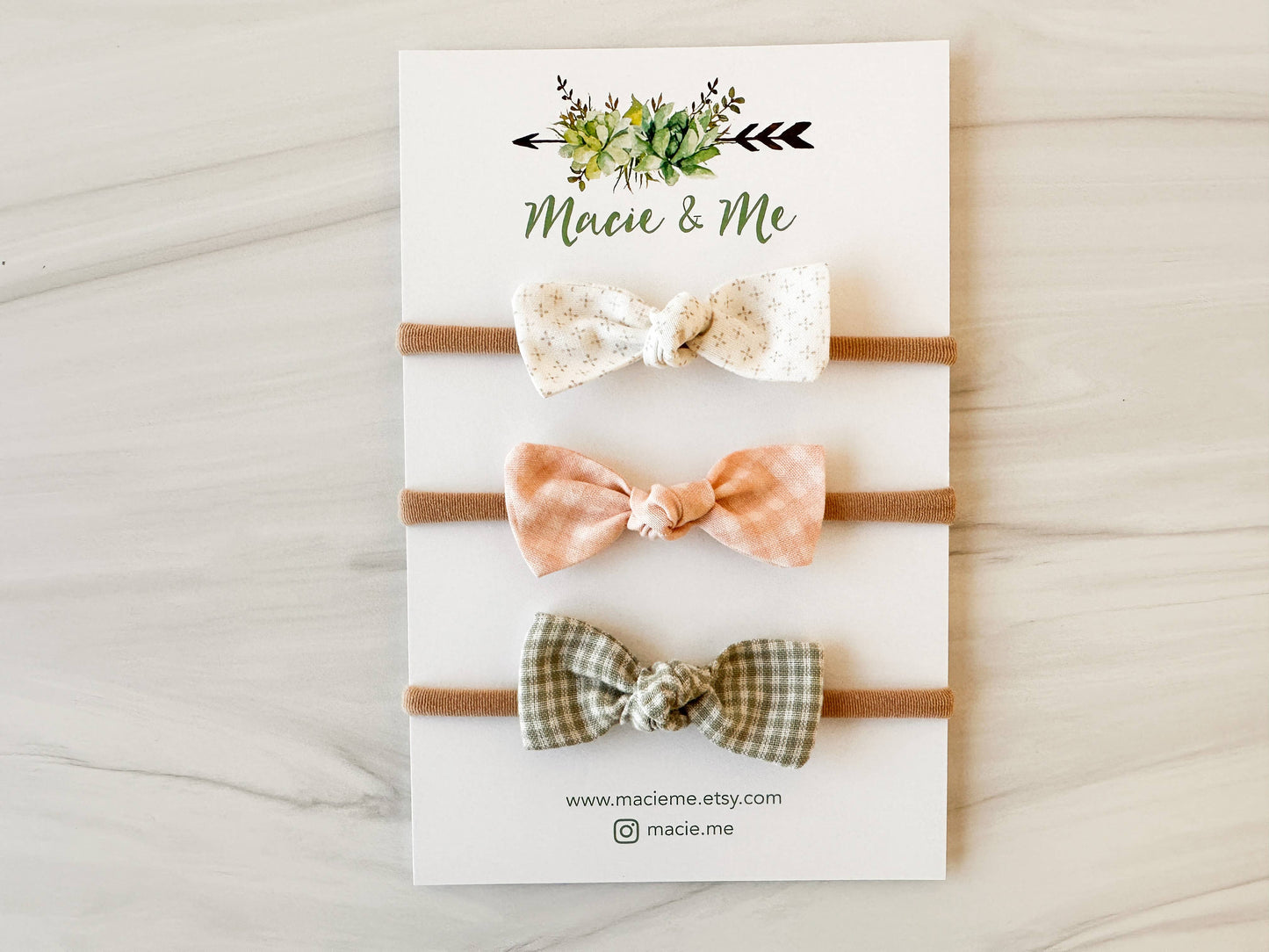 Neutral Spring Set of 3 Tied Bows