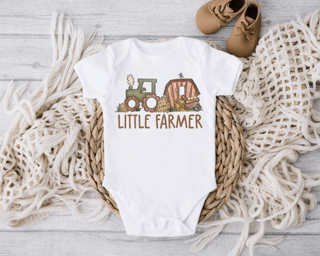 Little Farmer Cute Farm Baby Long Sleeve Bodysuit