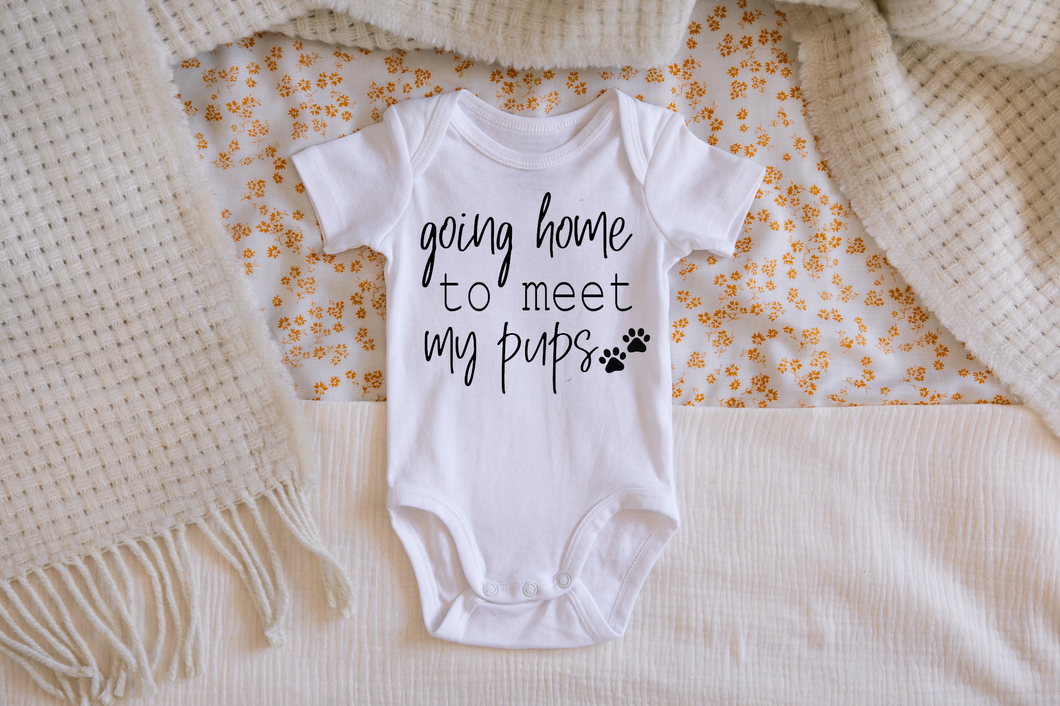 Going Home to Meet My Pups Pregnancy Announcement Onesie