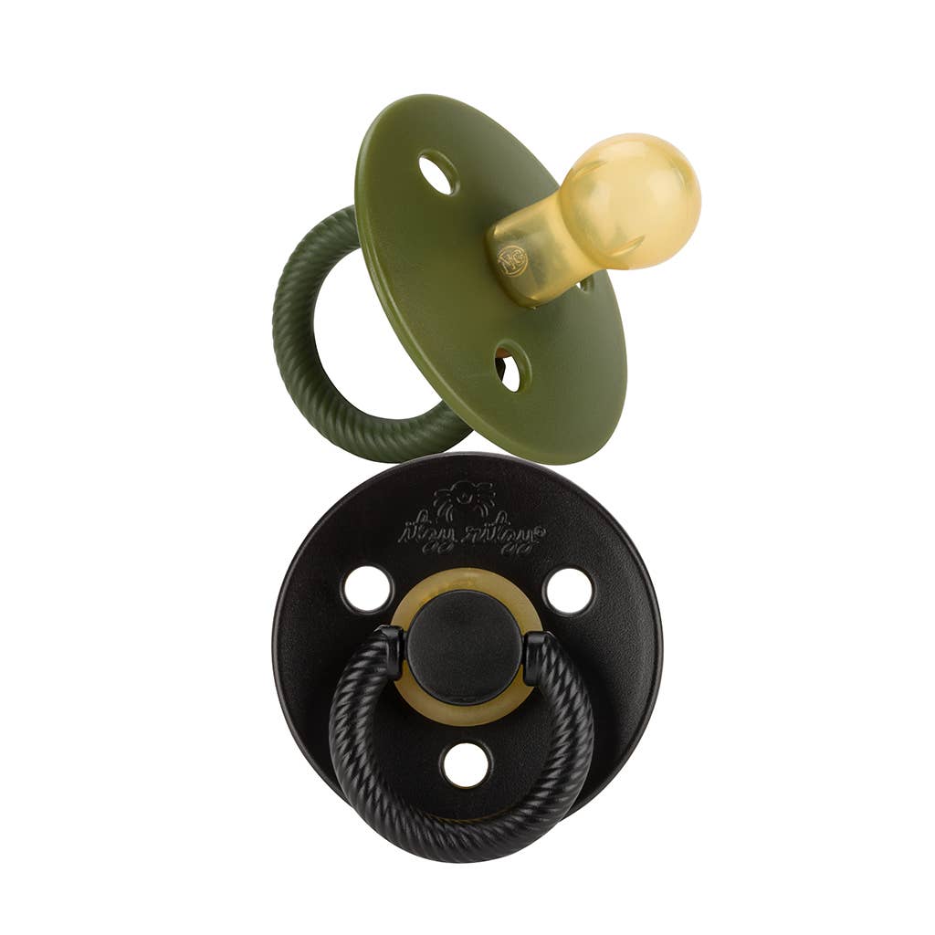 Itzy Soother™ Natural Rubber Paci Sets: Camo + Midnight