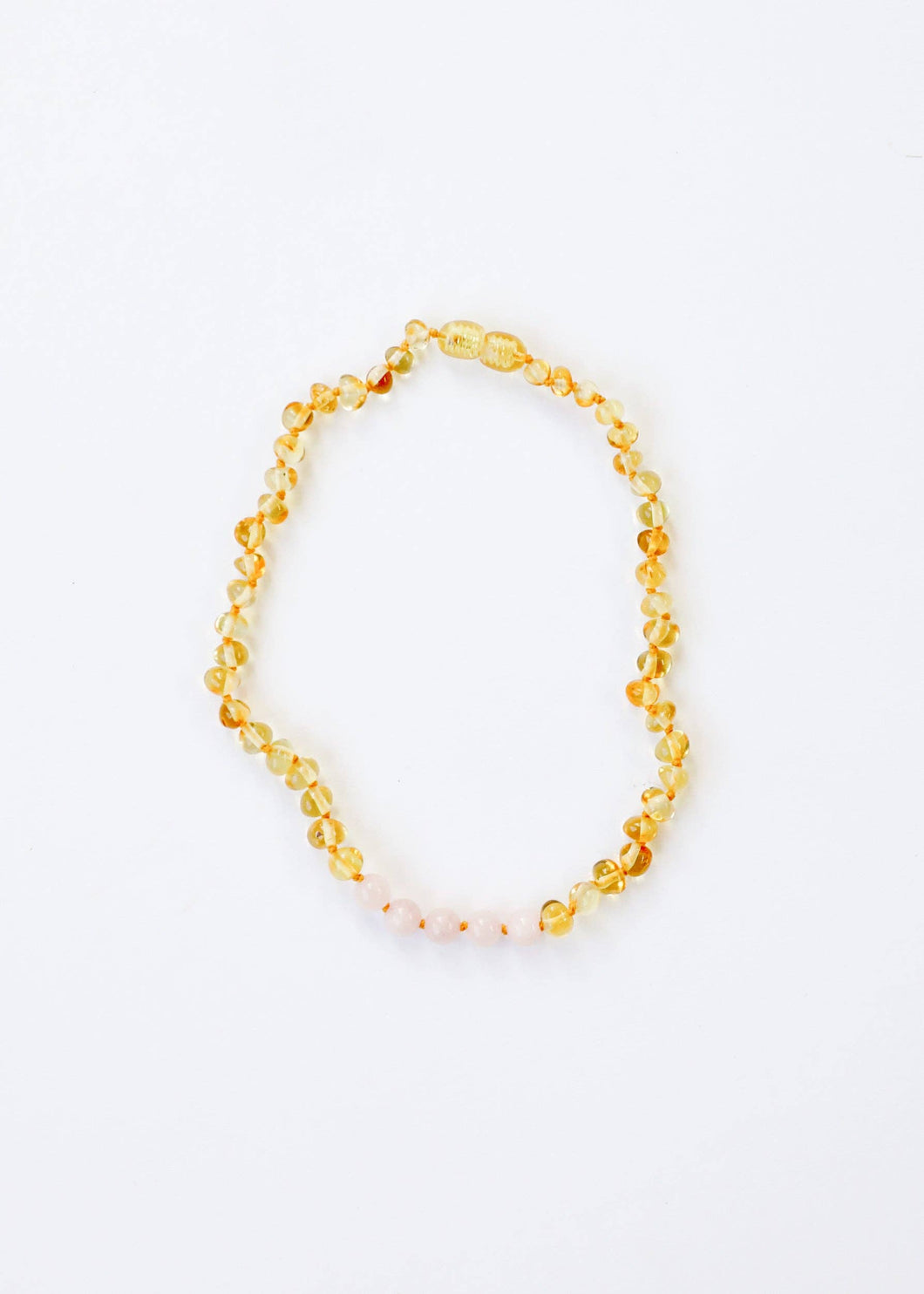 Polished Honey Amber + Rose Quartz || Necklace